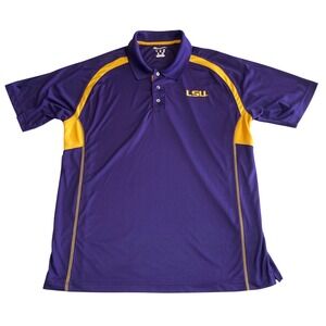 Champion Elite LSU Tigers Mens XL Polo Shirt Purple Gold Performance‎ 1132202